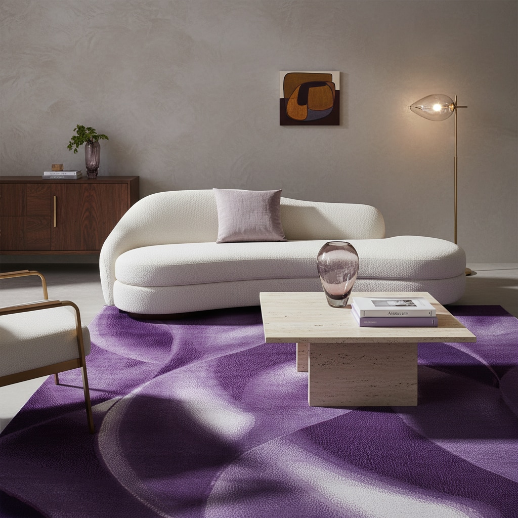 Teppich Kurzflor INN in Violett, mit abstraktem Wellenmuster, 240 x 340 cm