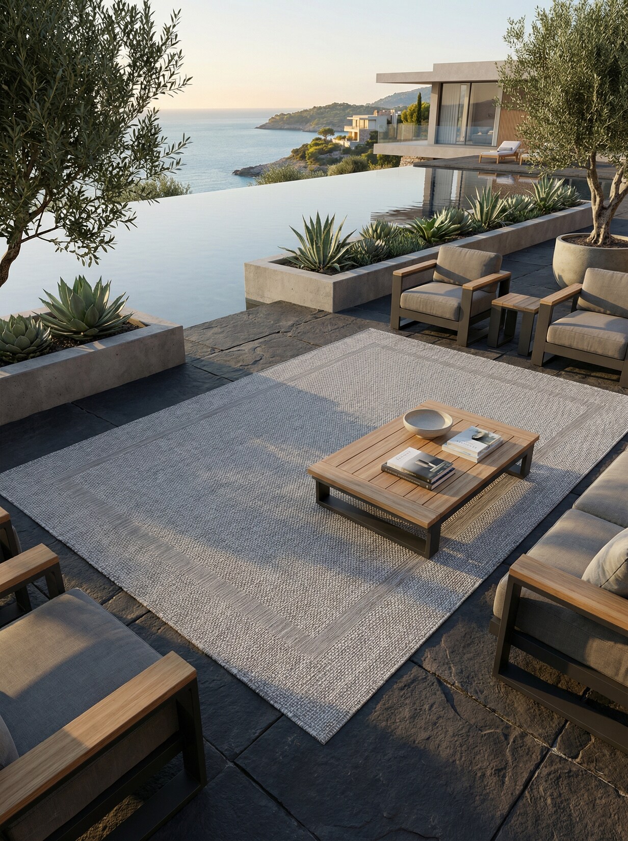 Teppich Outdoor ALSTER in Silber, einfarbig, 120 x 170 cm