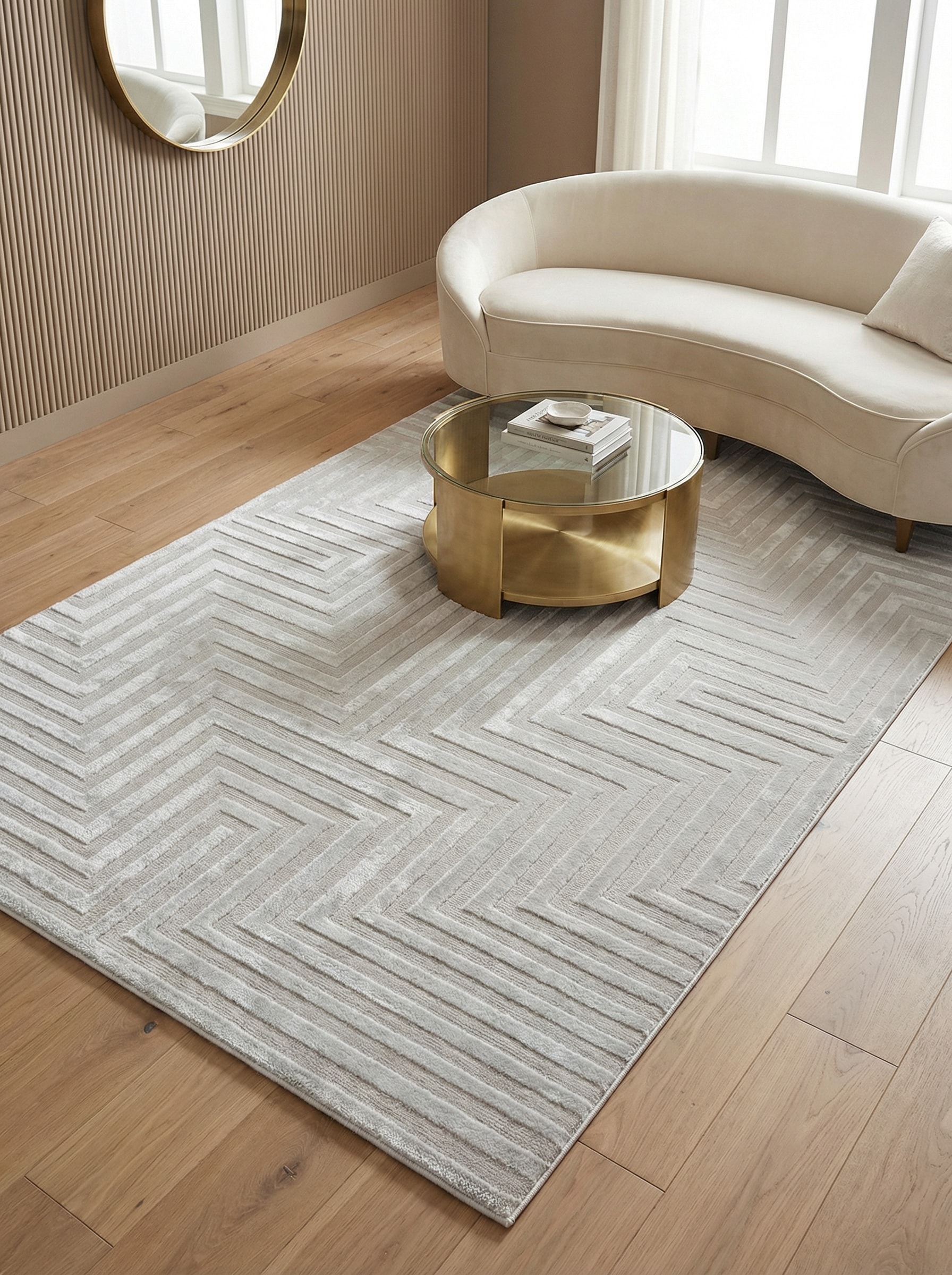 Teppich Kurzflor ILLER in Silber, mit 3D-Design, 280 x 370 cm - Bild 1