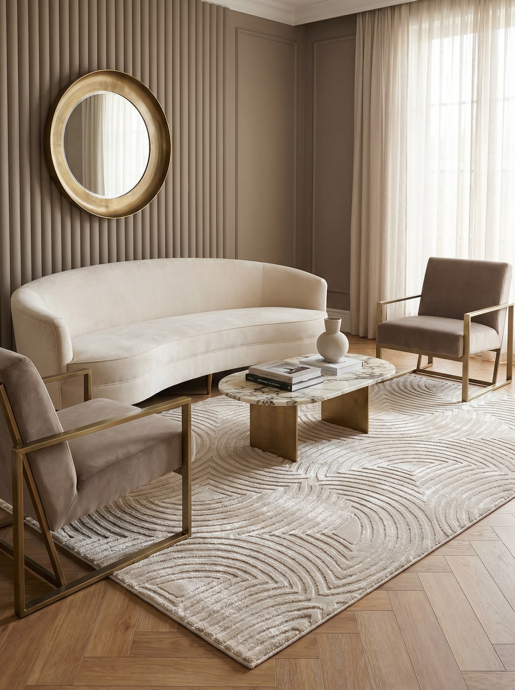 Teppich Kurzflor ILLER in Beige, mit 3D-Design, Florh&ouml;he 12 mm, 120 x 170 cm - Bild 1