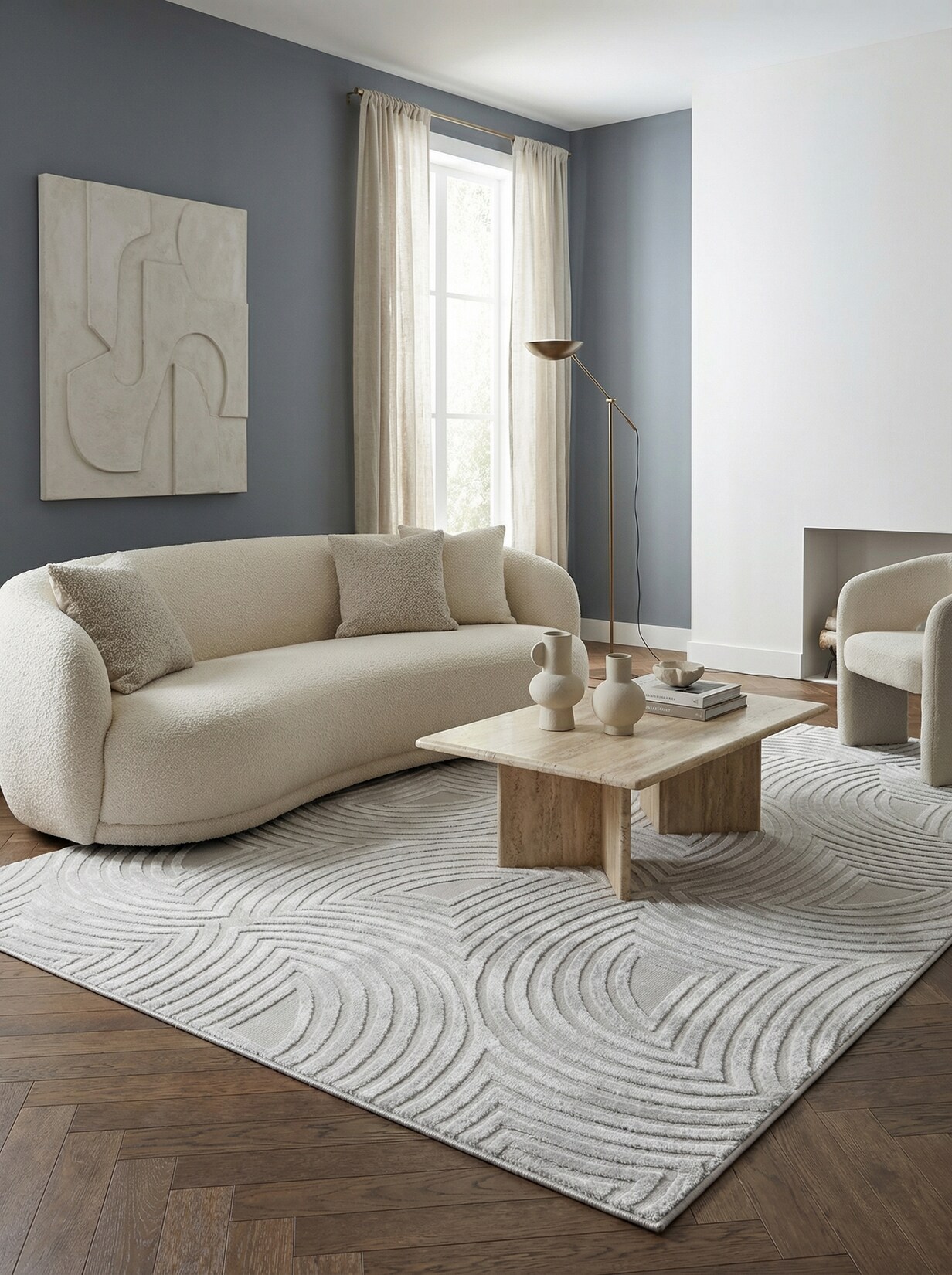 Teppich Kurzflor ILLER in Silber, mit 3D-Design, Florhöhe 12 mm, 200 x 290 cm
