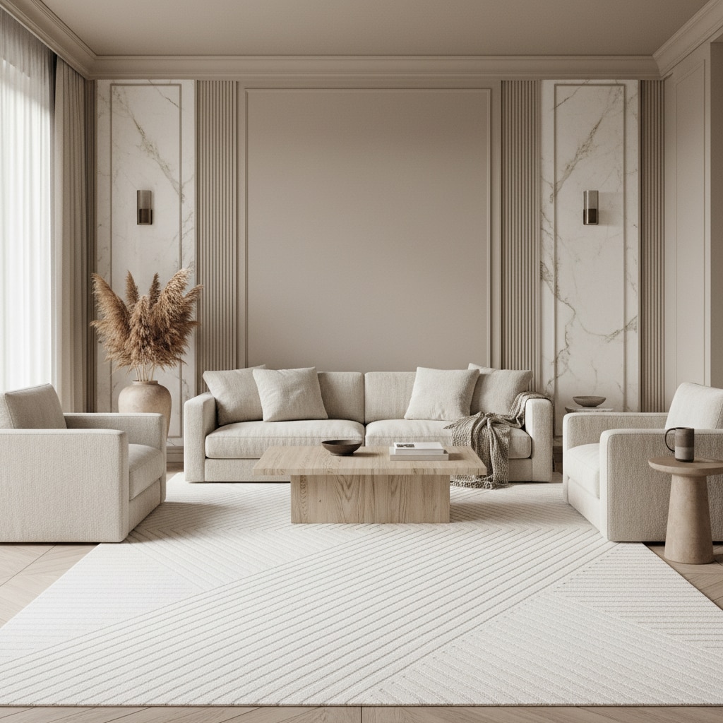 Teppich Kurzflor ILLER in Creme, mit 3D-Design, aus Jute, Florhöhe 12 mm, 200 x 290 cm