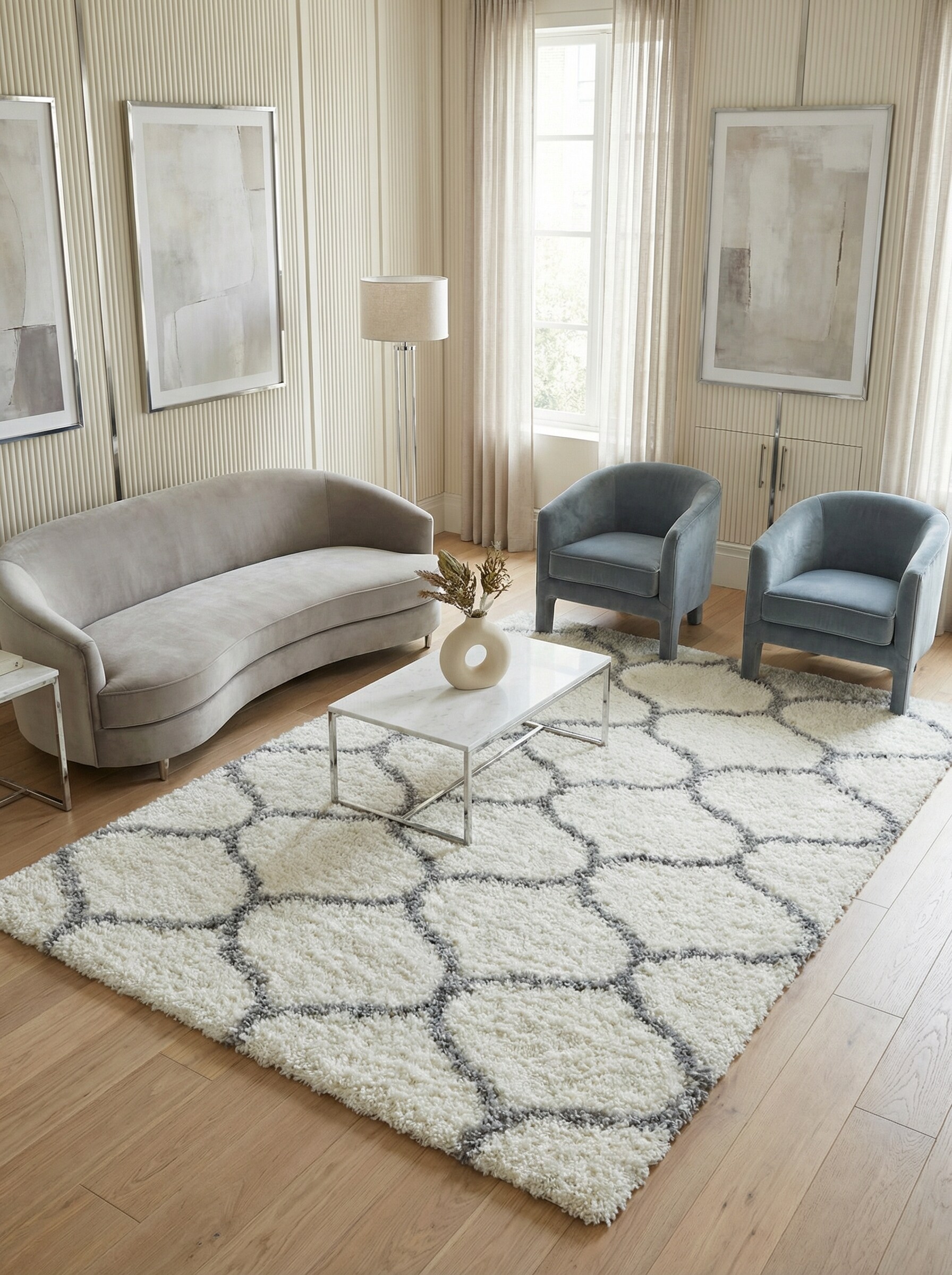 Teppich Hochflor RONDA in Creme, im Skandi-Stil, 240 x 340 cm - Bild 1
