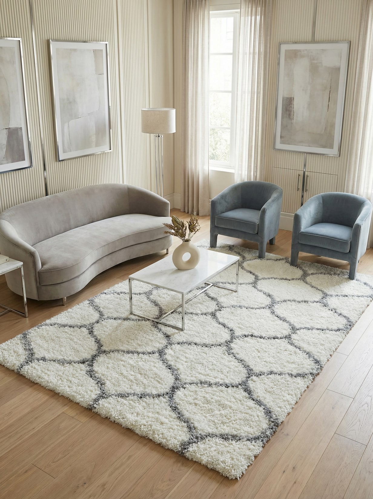 Teppich Hochflor RONDA in Creme, im Skandi-Stil, 240 x 340 cm