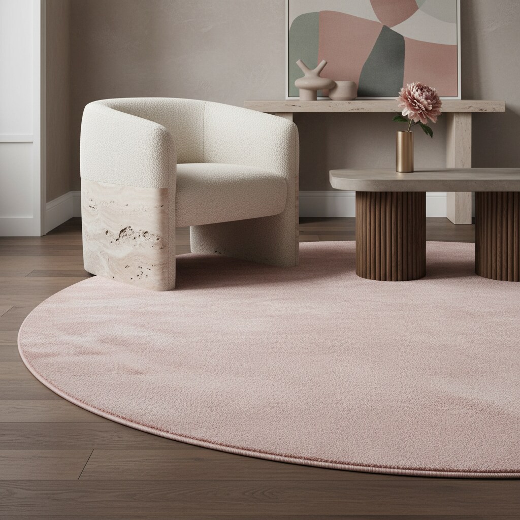 Teppich Kurzflor Waschbar LECH in Rosa, einfarbig, Ø 160 cm