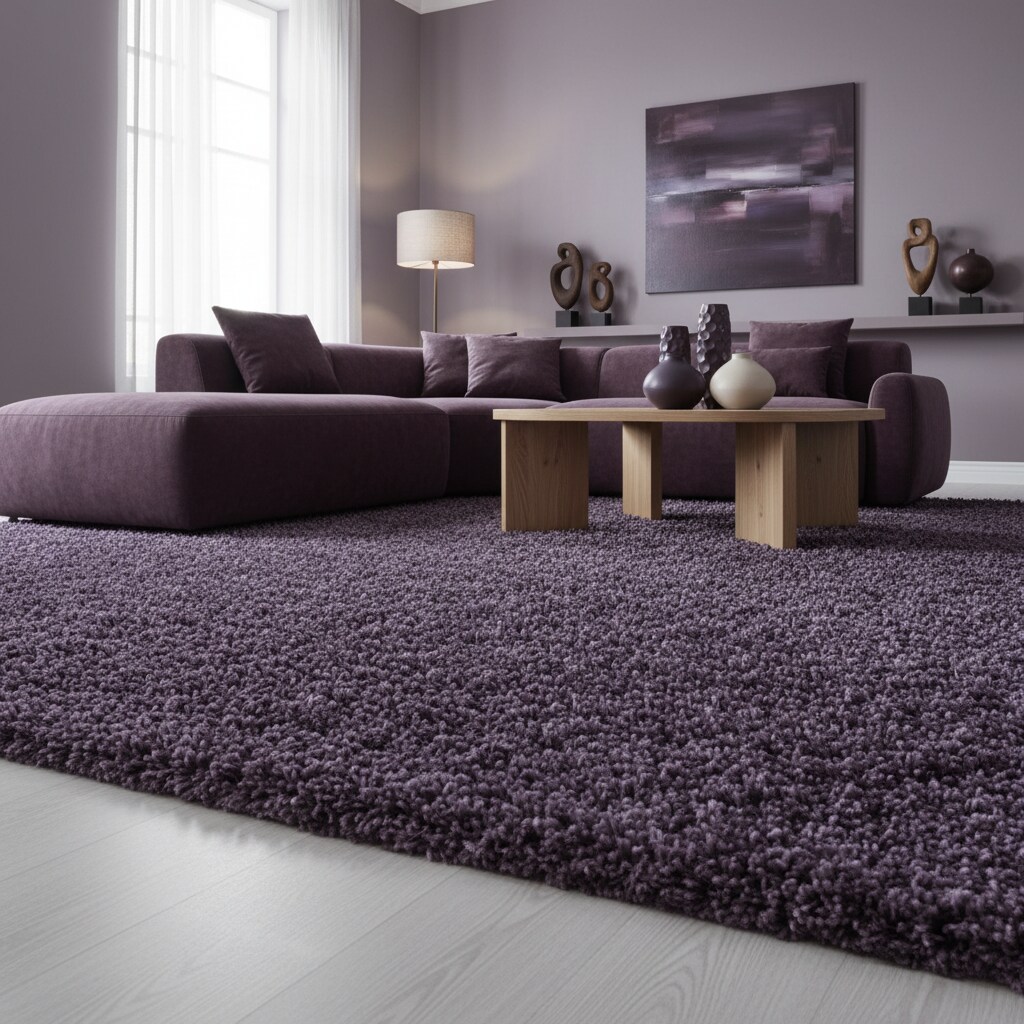 Teppich Hochflor SPREE in Violett, einfarbig, 140 x 200 cm