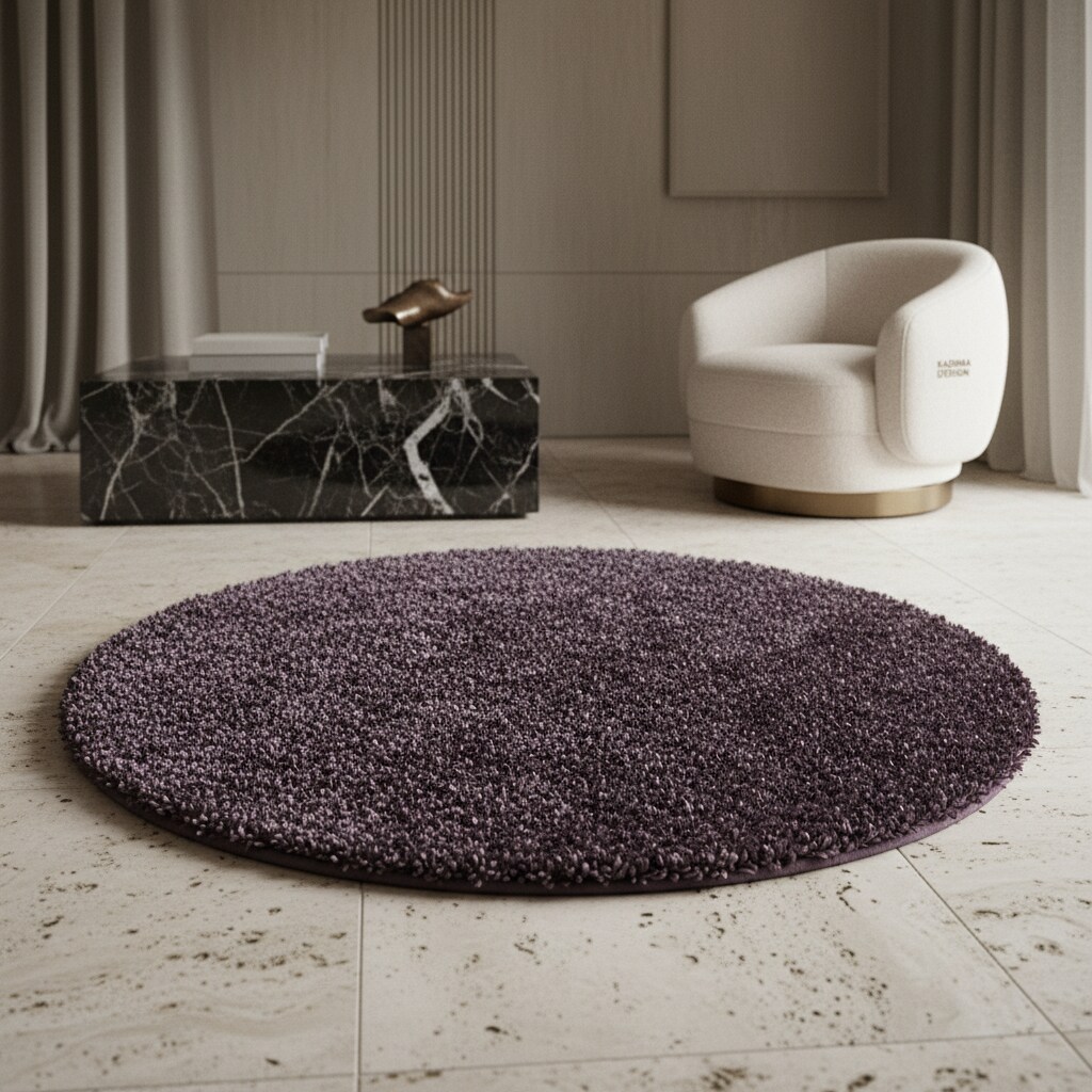 Teppich Hochflor SPREE in Violett, einfarbig, Ø 120 cm