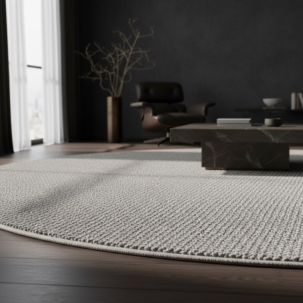 Teppich Flachgewebe CIMA in Silber, einfarbig, Ø 200 cm