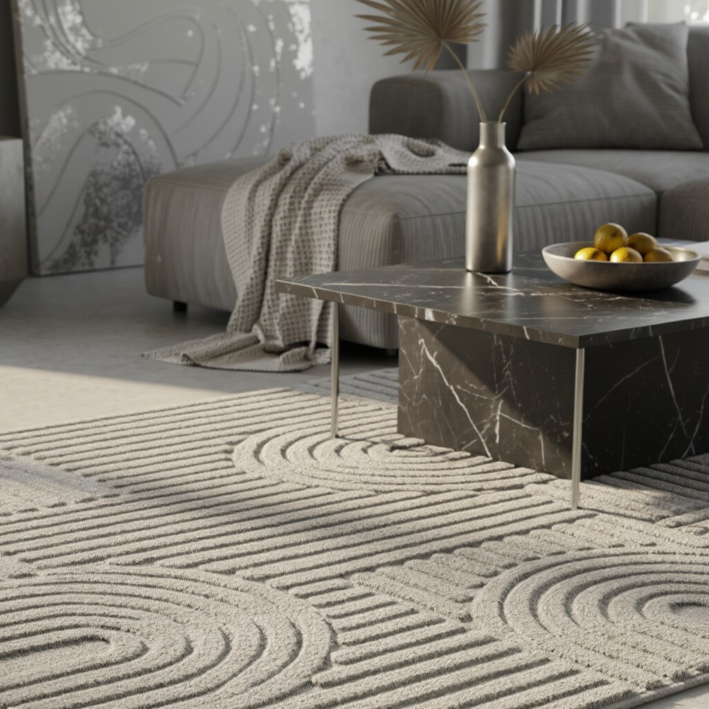 Teppich Hochflor RIGI in Silber, im Skandi-Boho-Stil, 80 x 150 cm