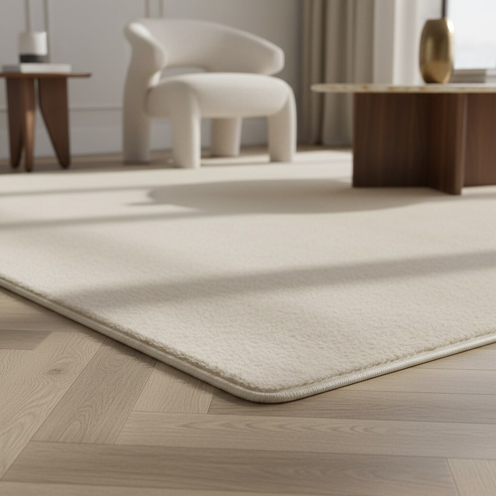 Teppich Kurzflor Waschbar ISAR in Creme, einfarbig, 140 x 200 cm