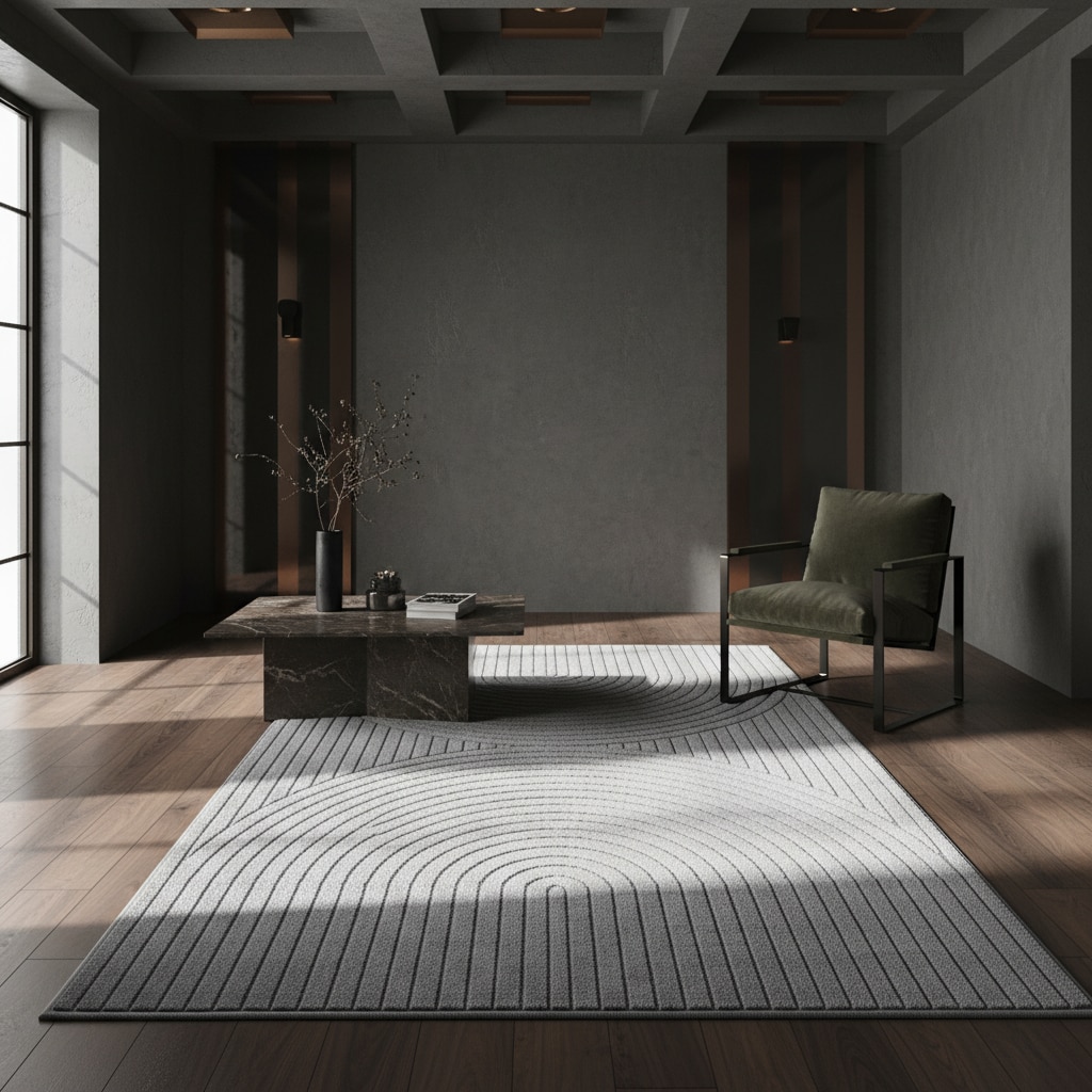 Teppich Outdoor ENGADIN in Silber, im Skandi-Stil mit 3D-Design, 200 x 290 cm