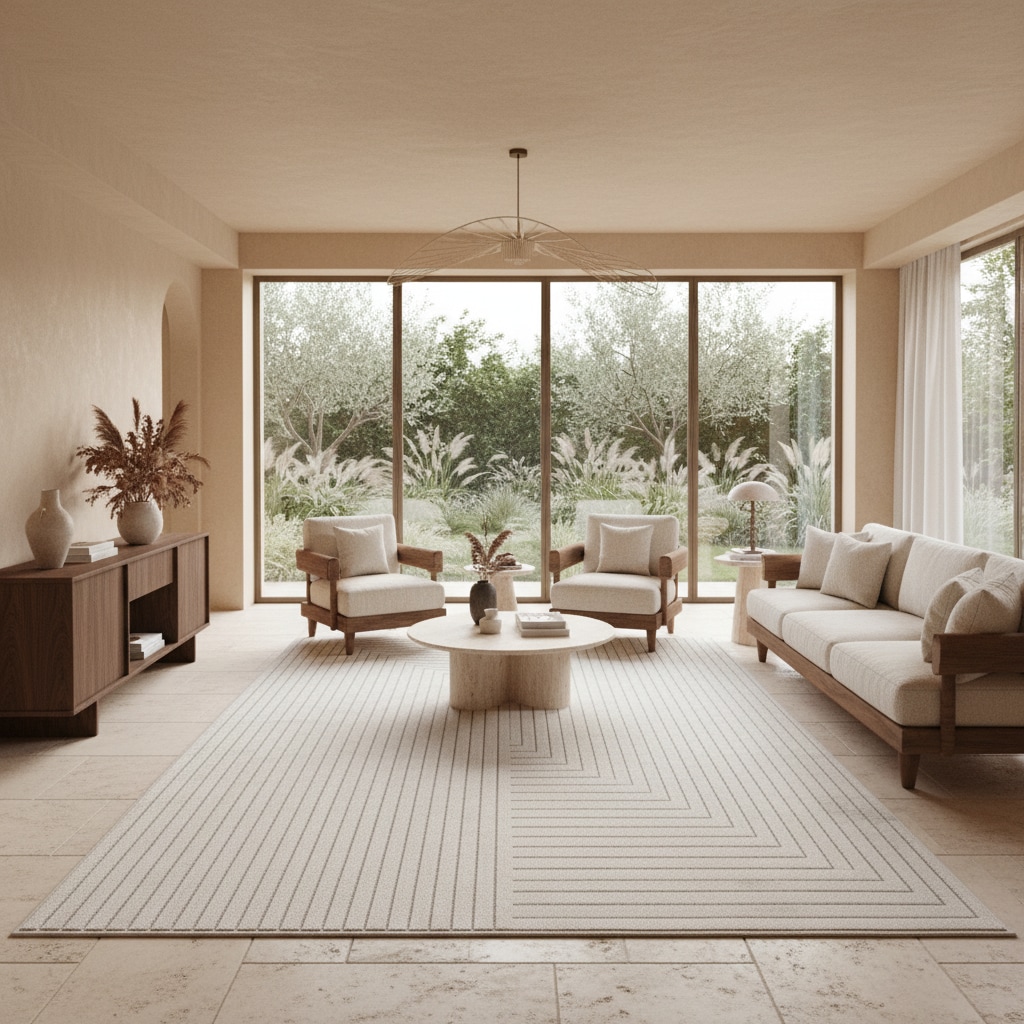 Teppich Outdoor ENGADIN in Creme, im Skandi-Stil mit 3D-Design, aus Polypropylen, 200 x 290 cm