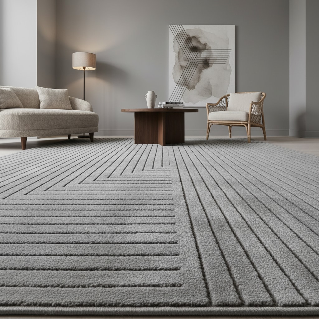 Teppich Outdoor ENGADIN in Silber, im Skandi-Stil mit 3D-Design, aus Polypropylen, 80 x 150 cm