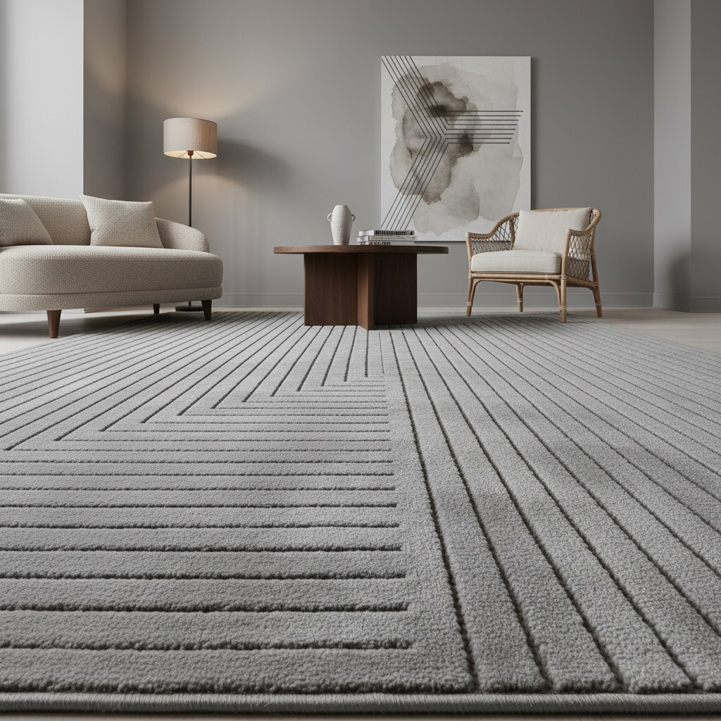 Teppich Outdoor ENGADIN in Silber, im Skandi-Stil mit 3D-Design, aus Polypropylen, 280 x 370 cm