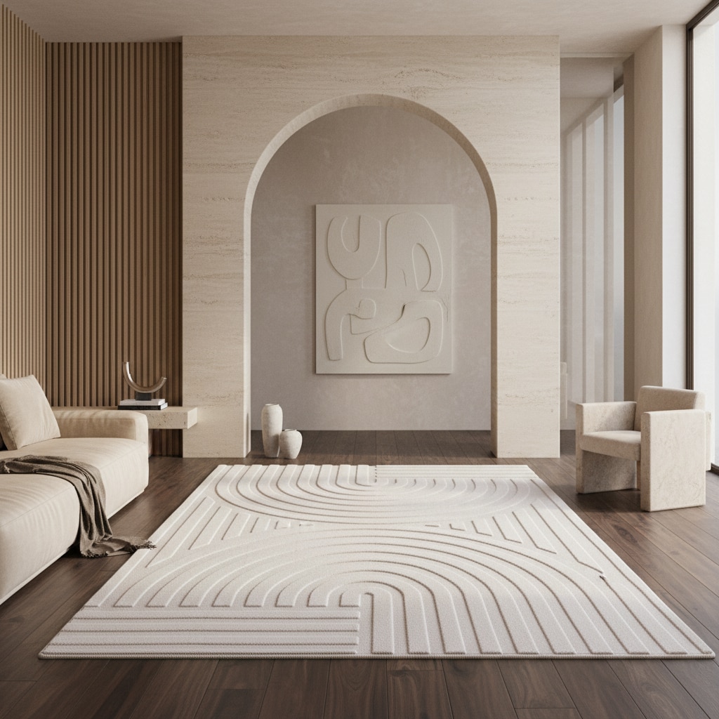 Teppich Kurzflor Waschbar LAVAREDO in Creme, im Boho-Stil, 80 x 250 cm