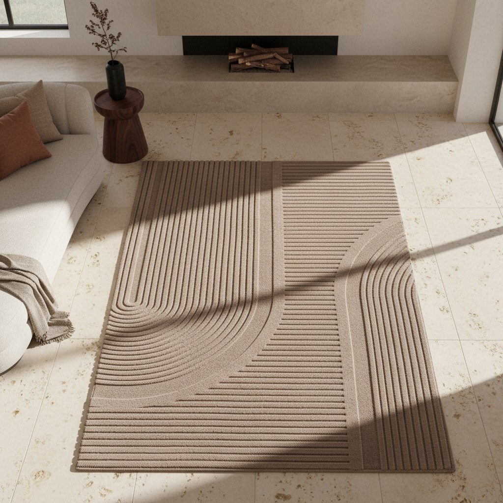 Teppich Kurzflor Waschbar LAVAREDO in Beige, im Boho-Stil, aus Microfaser, 80 x 150 cm