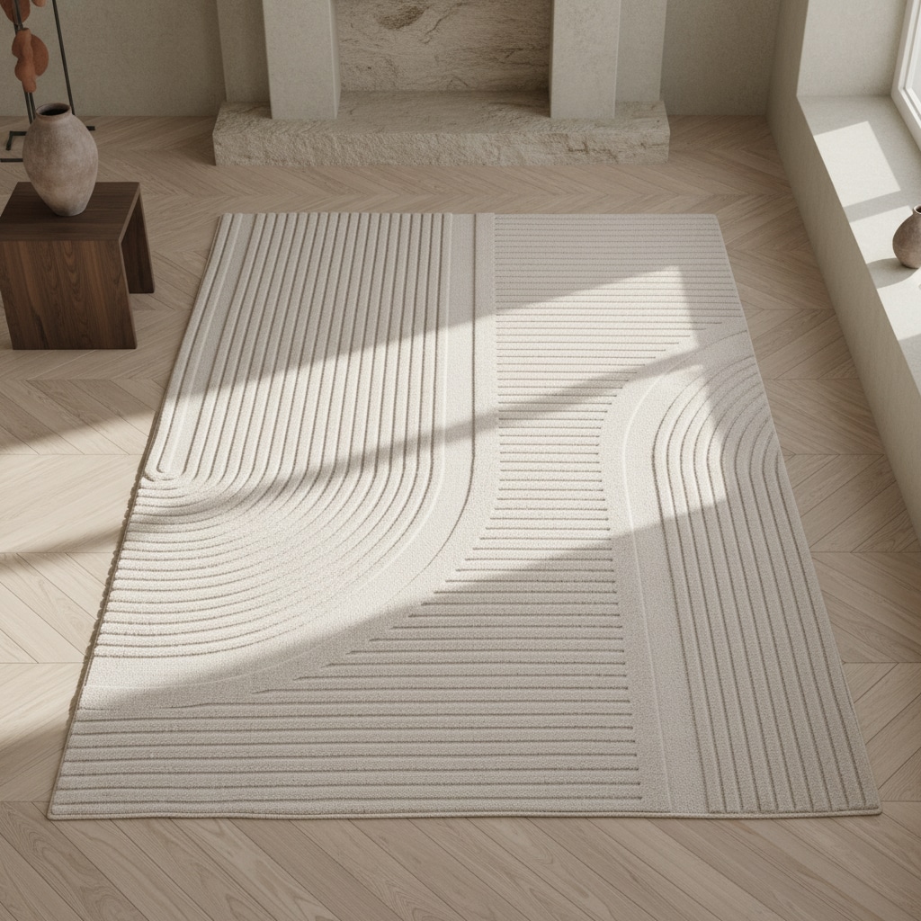 Teppich Kurzflor Waschbar LAVAREDO in Creme, im Boho-Stil, aus Microfaser, 80 x 150 cm - Bild 1