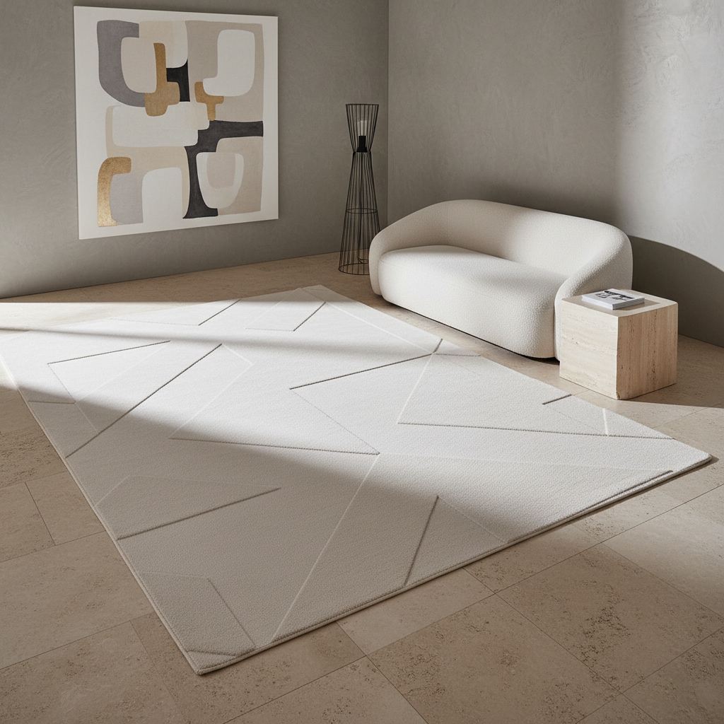 Teppich Kurzflor Waschbar LAVAREDO in Creme, geometrisch, 120 x 170 cm