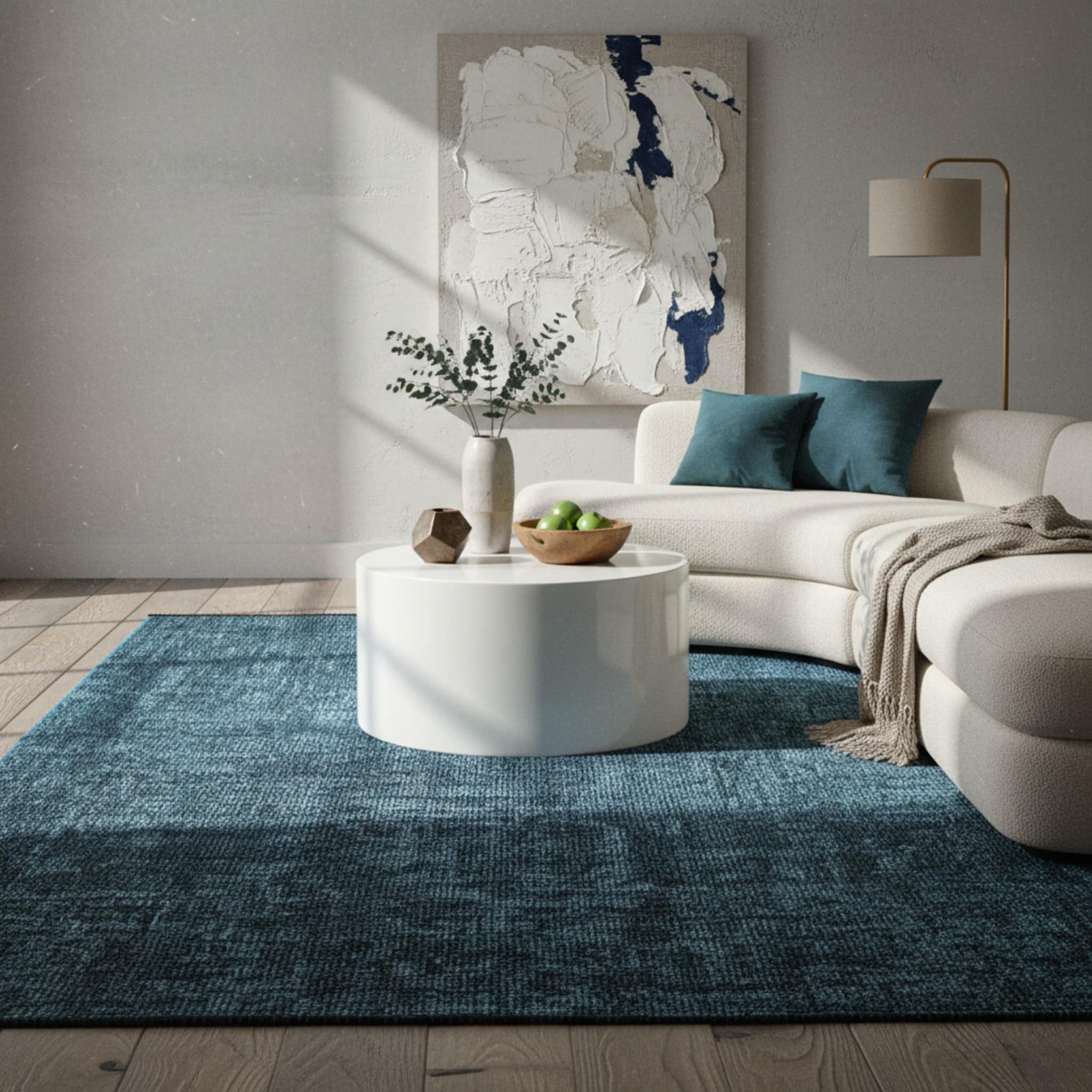 Teppich aus Baumwolle Waschbar KOFEL in Blau, einfarbig, 80 x 250 cm - Bild 1