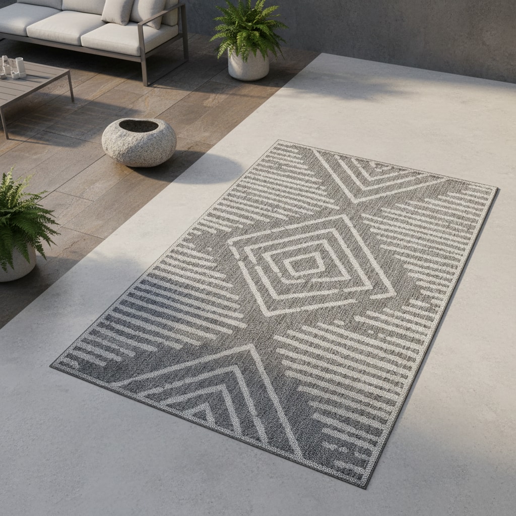 Outdoorteppich LIRIA, gestreift, Grau, 140 x 200 cm - Bild 1