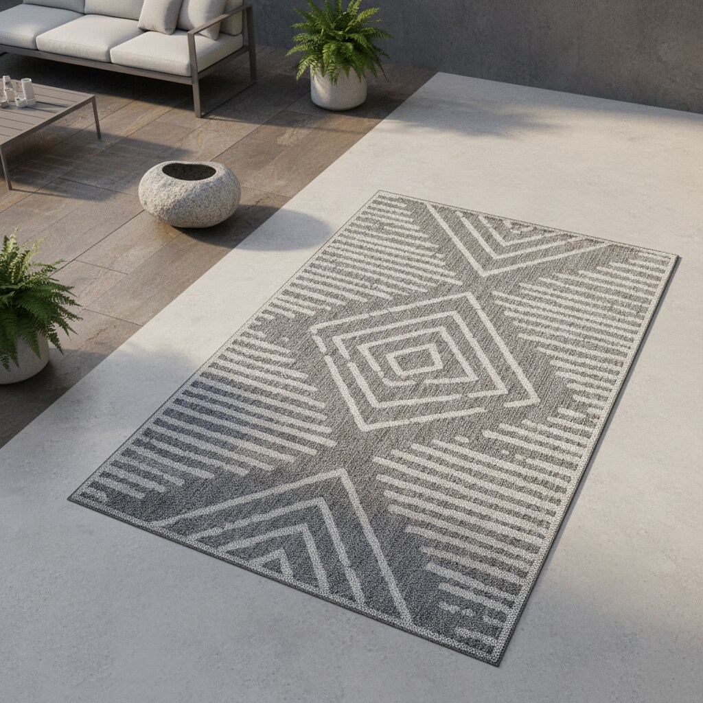Outdoorteppich LIRIA, gestreift, Grau, 140 x 200 cm