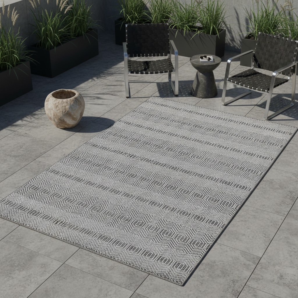 Outdoorteppich LIRIA, im Boho-Stil, Grau, 80 x 150 cm