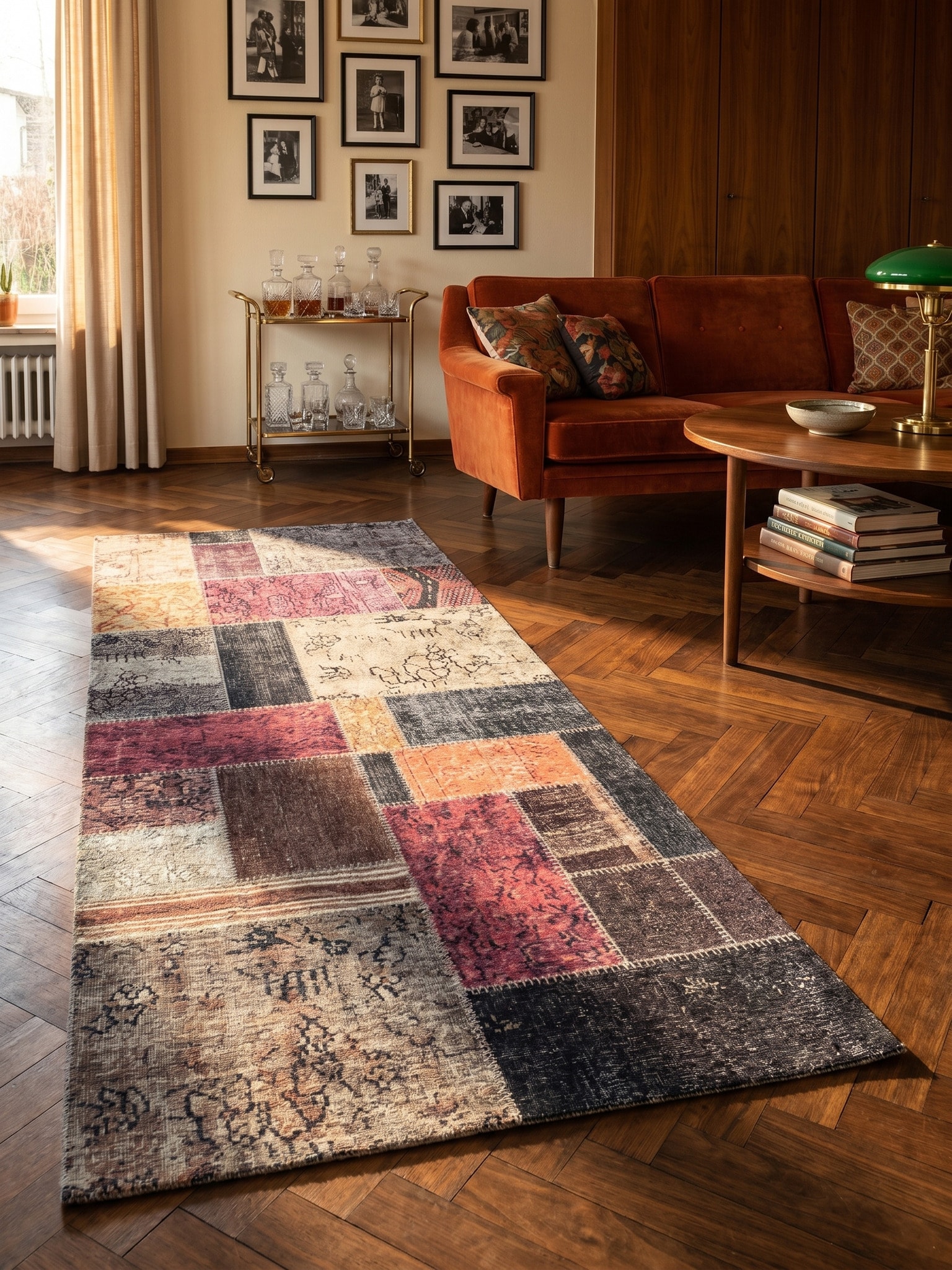 Flachwebteppich Waschbar PIZOL, im Patchwork-Stil, Bunt, 80 x 250 cm - Bild 1