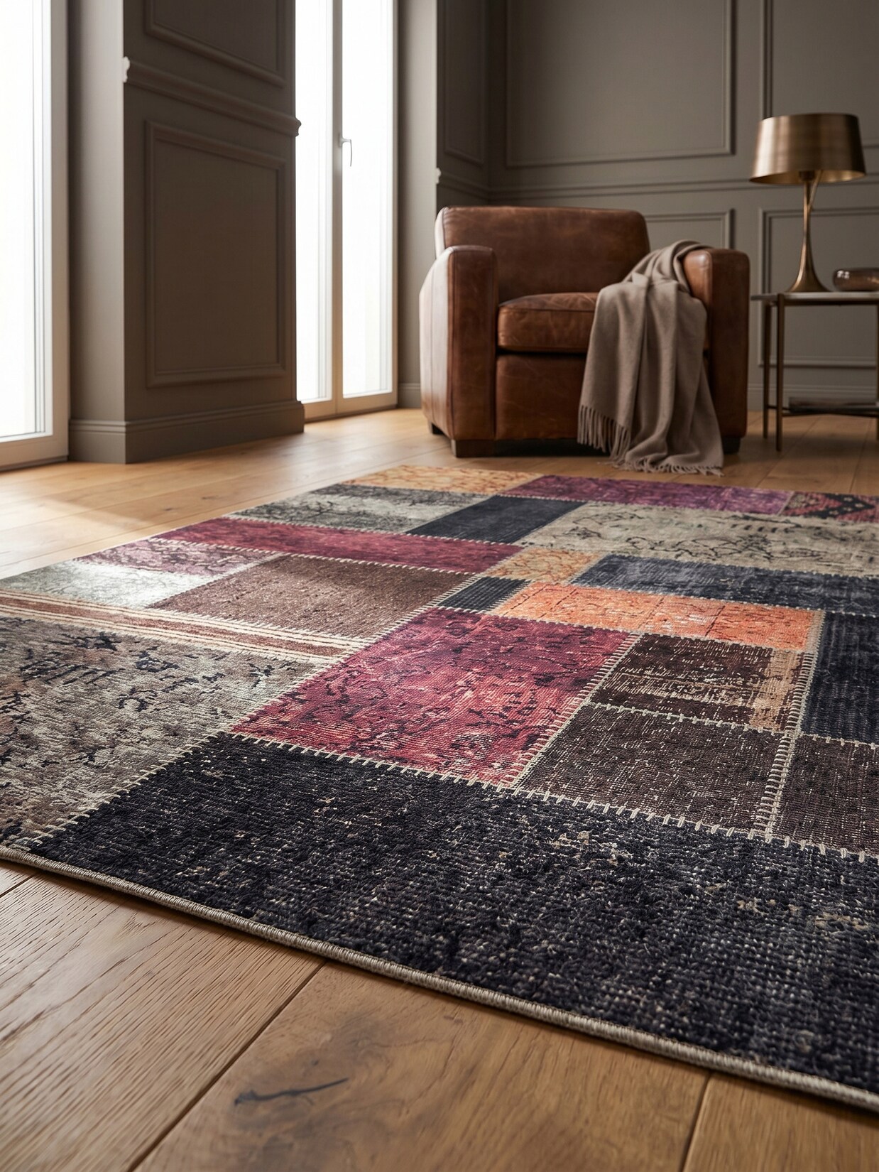 Flachwebteppich Waschbar PIZOL, im Patchwork-Stil, Bunt, 160 x 230 cm