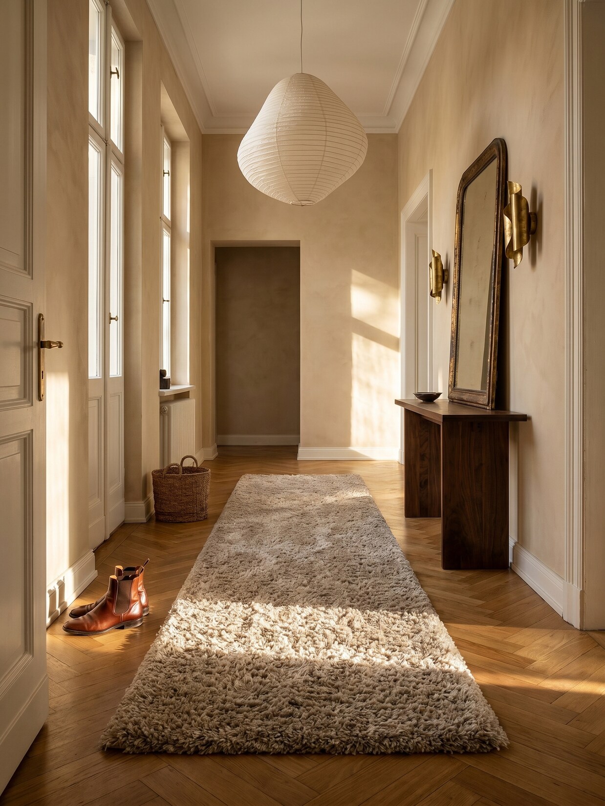 Hochflorteppich SALZACH, einfarbig, Beige, 80 x 250 cm