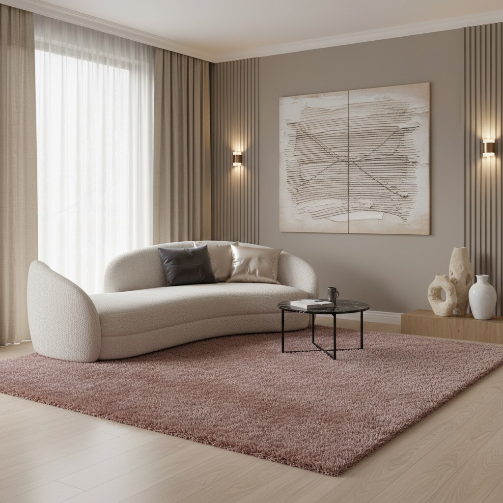 Hochflorteppich SALZACH, einfarbig, Rosa, 140 x 200 cm - Bild 1