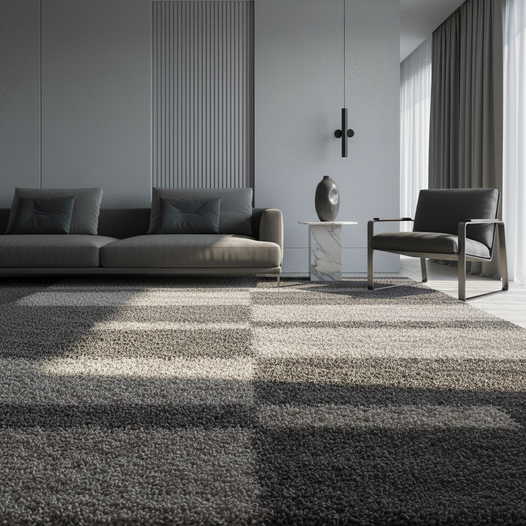 Hochflorteppich WERFEN, kariert, Taupe, 140 x 200 cm
