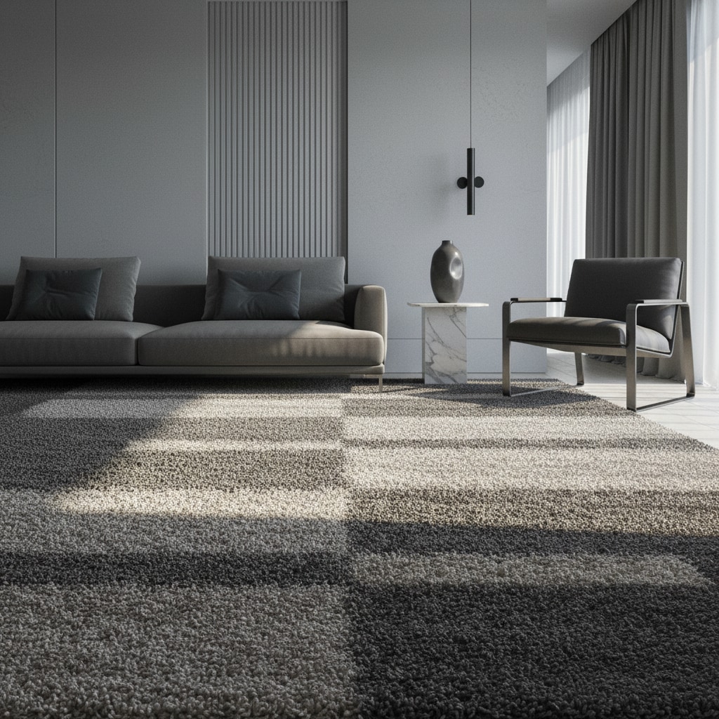 Hochflorteppich WERFEN, kariert, Taupe, 160 x 230 cm