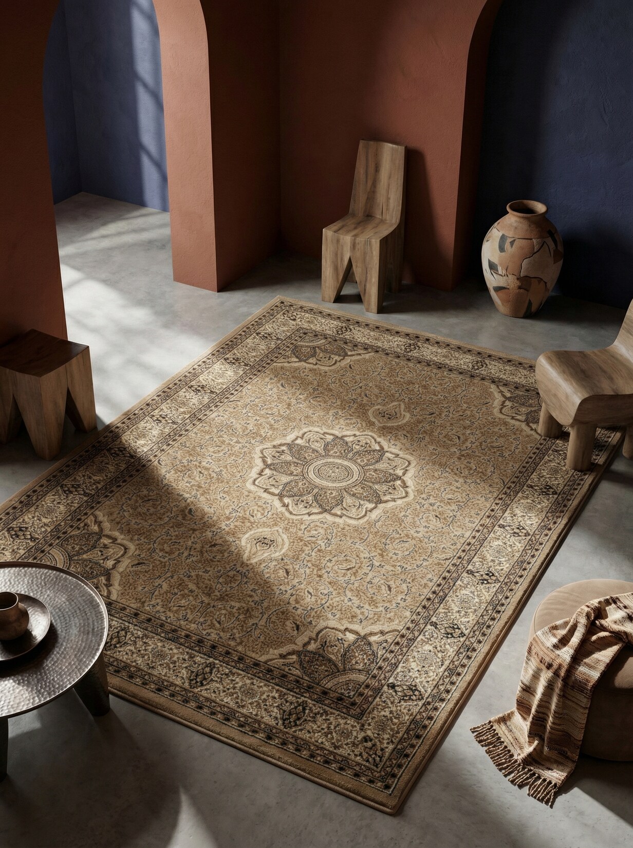 Kurzflorteppich GEISLER, orientalisch, Beige, 80 x 150 cm