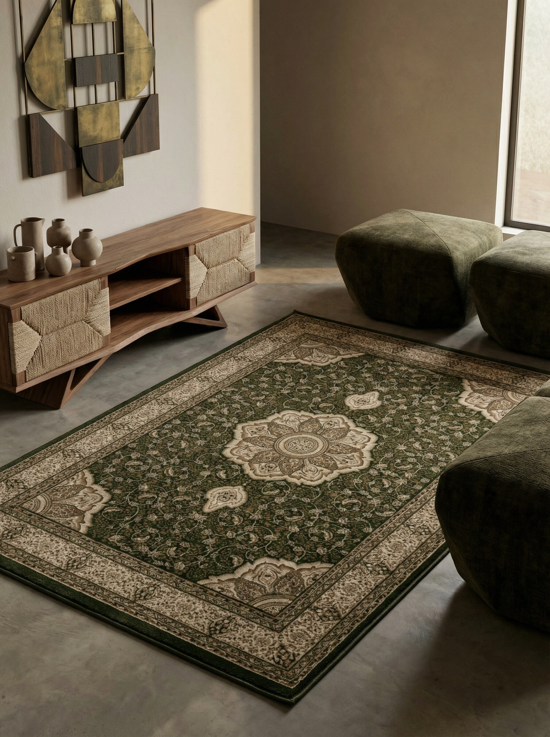 Kurzflorteppich GEISLER, orientalisch, Gr&uuml;n, 160 x 230 cm - Bild 1