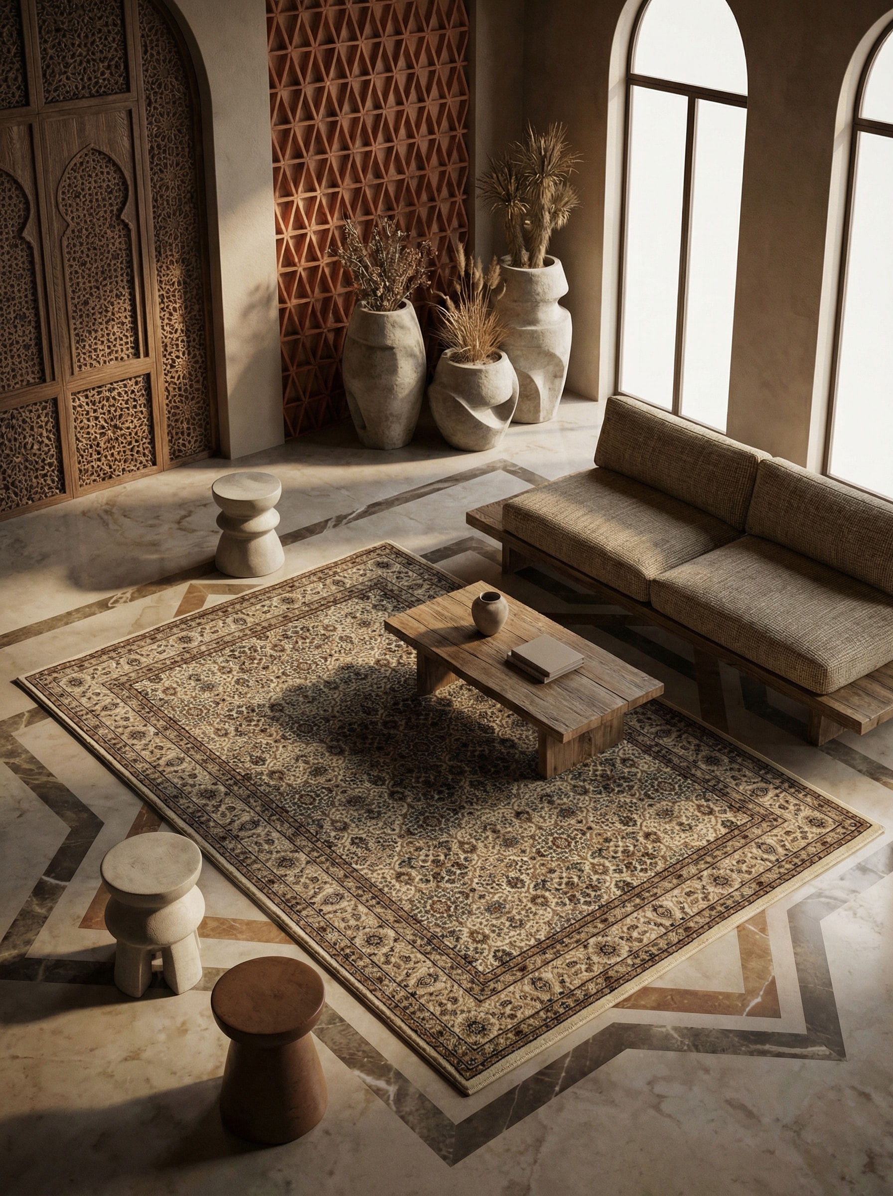 Kurzflorteppich GEISLER, orientalisch, aus Polypropylen, Beige, 80 x 150 cm - Bild 1