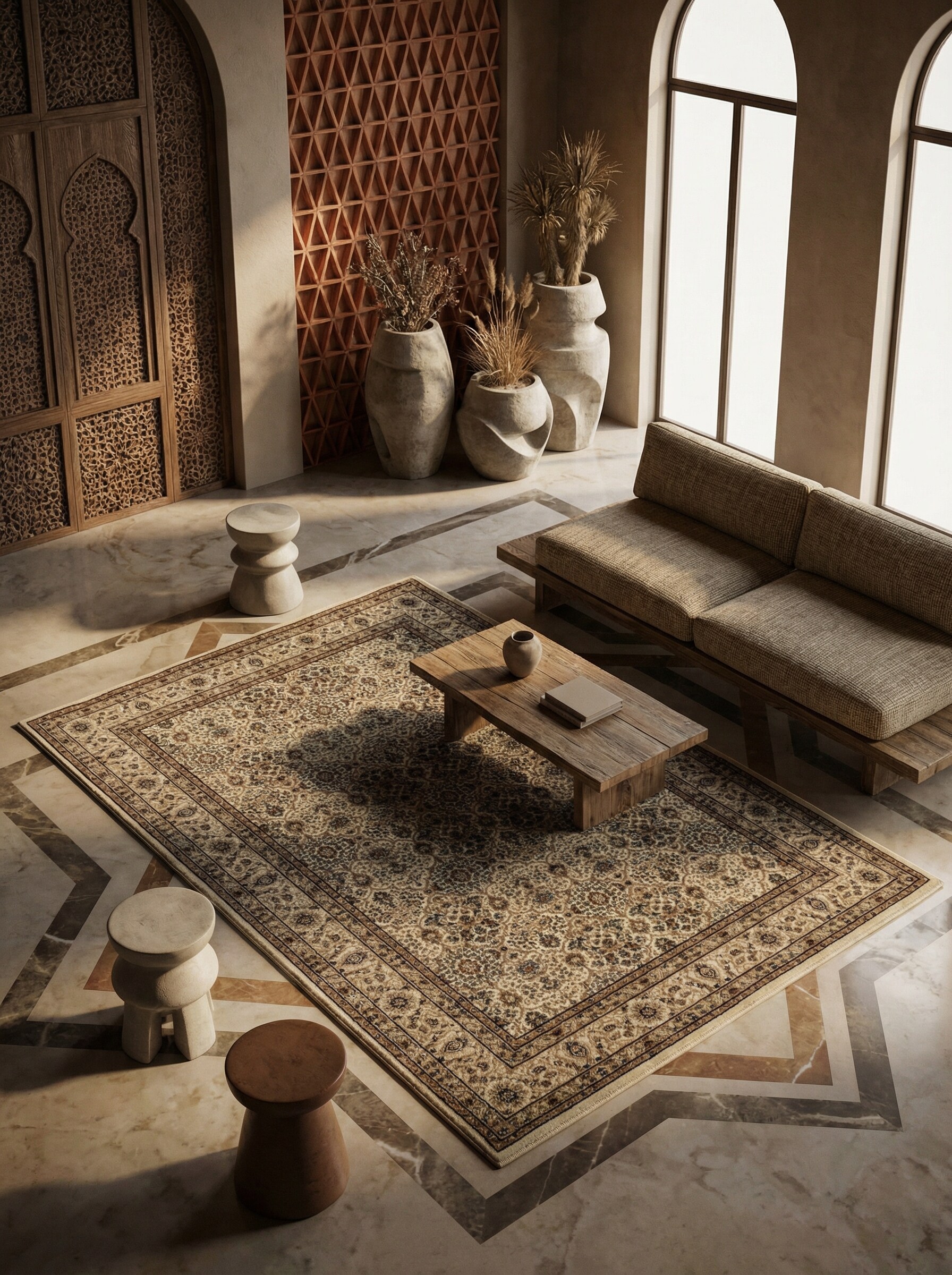 Kurzflorteppich GEISLER, orientalisch, aus Polypropylen, Beige, 200 x 290 cm - Bild 1