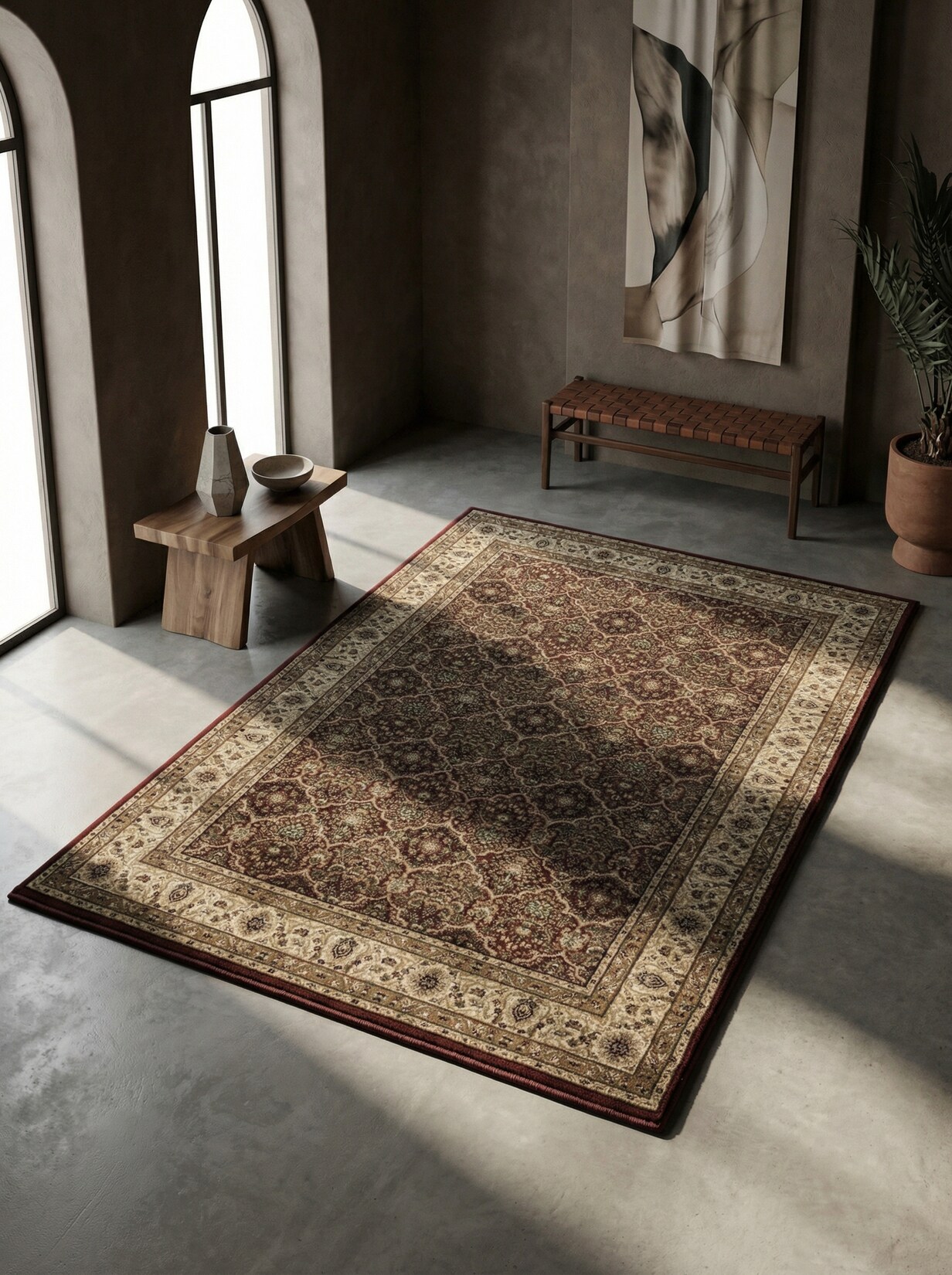 Kurzflorteppich GEISLER, orientalisch, aus Polypropylen, Rot, 160 x 230 cm