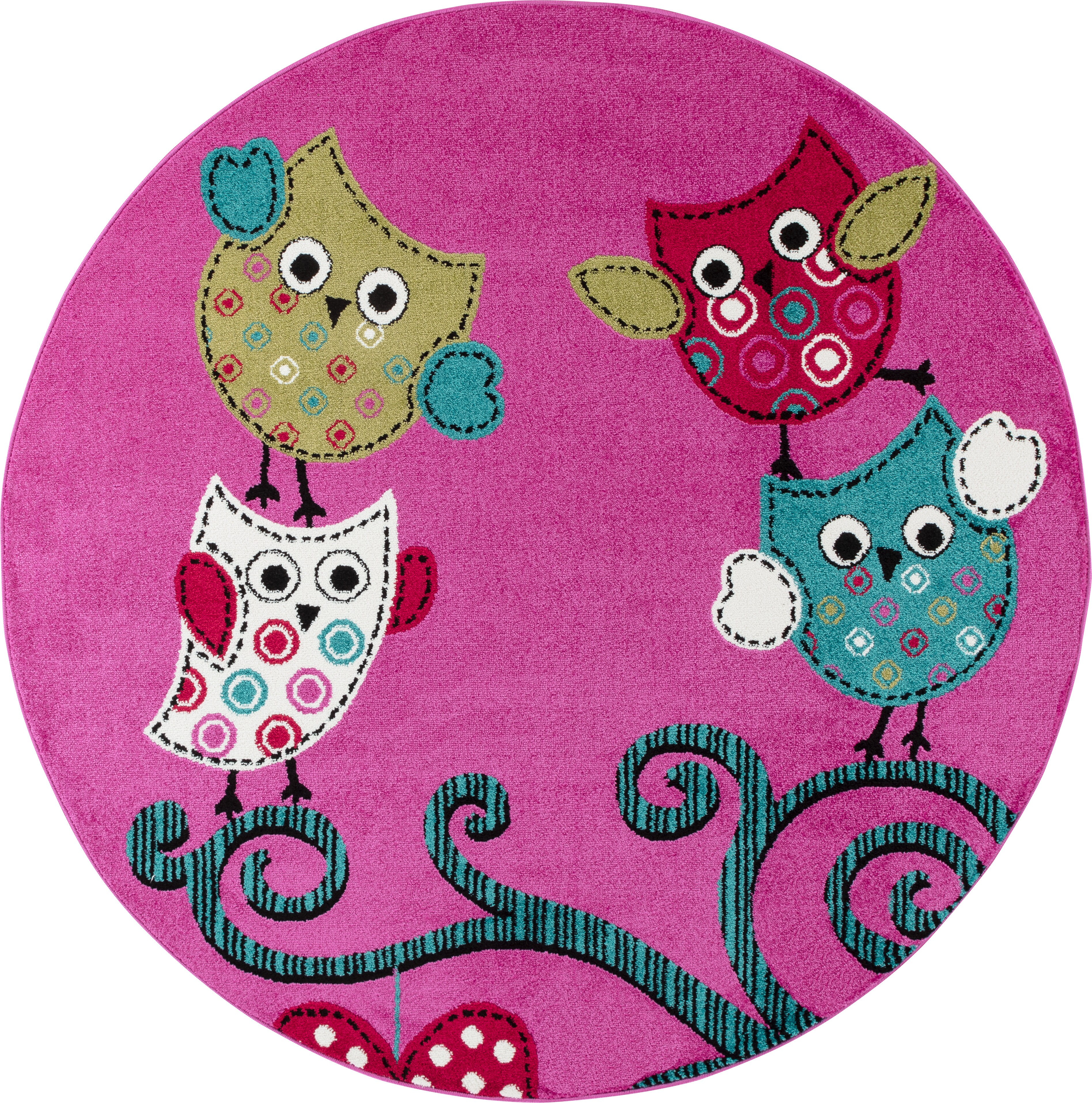 Kinderteppich TASNA, mit Eulen-Motiv, Violett, &Oslash; 120 cm - Bild 1