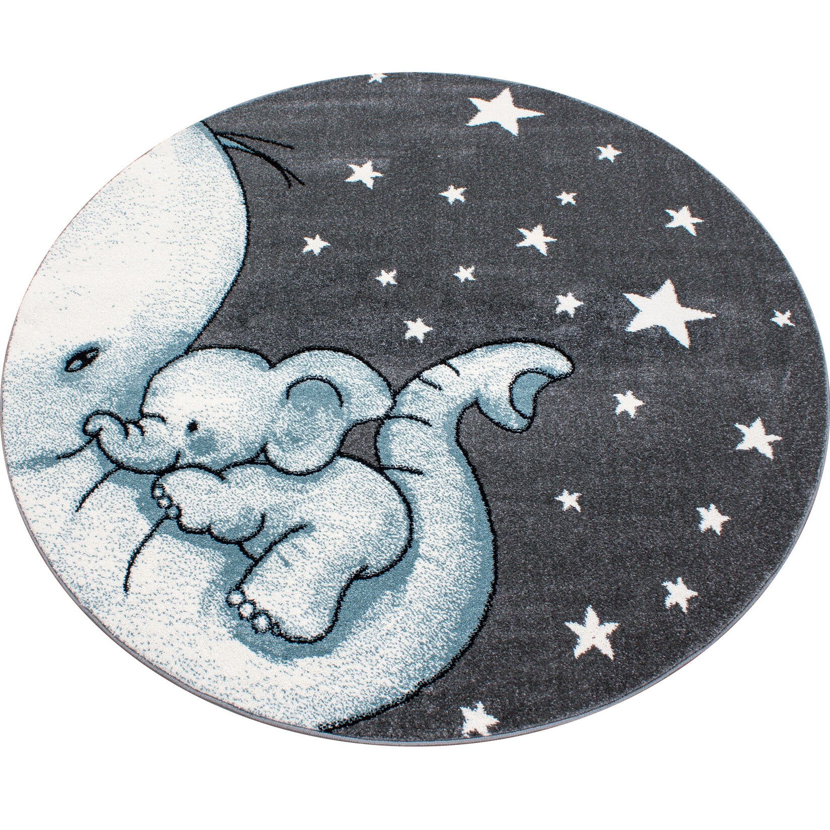 Kinderteppich TASNA, mit Elefanten-Motiv, Blau, Ø 160 cm