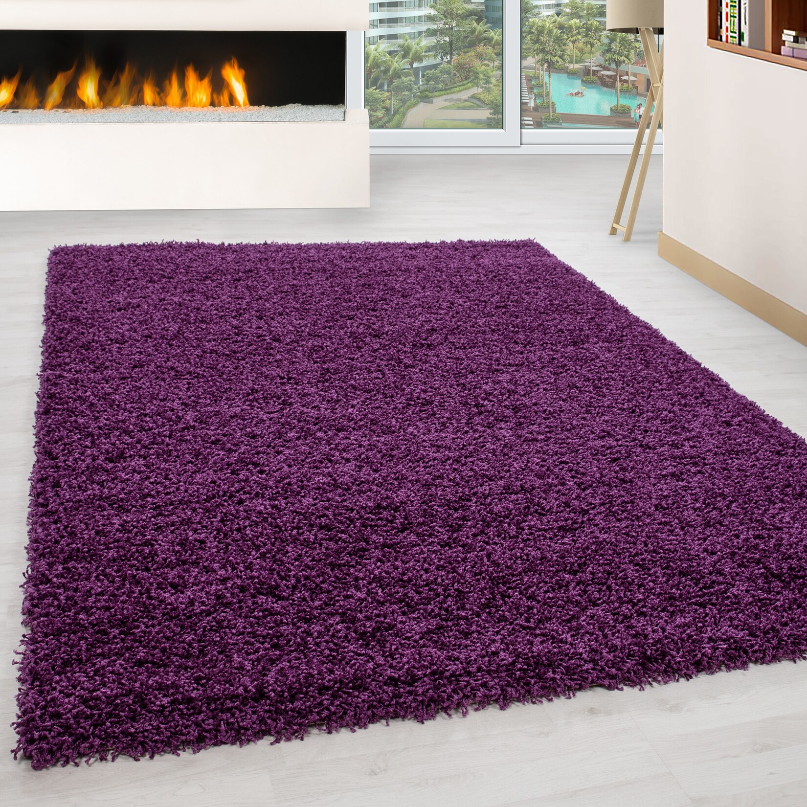 Hochflorteppich RHEIN, einfarbig, Violett, 240 x 340 cm
