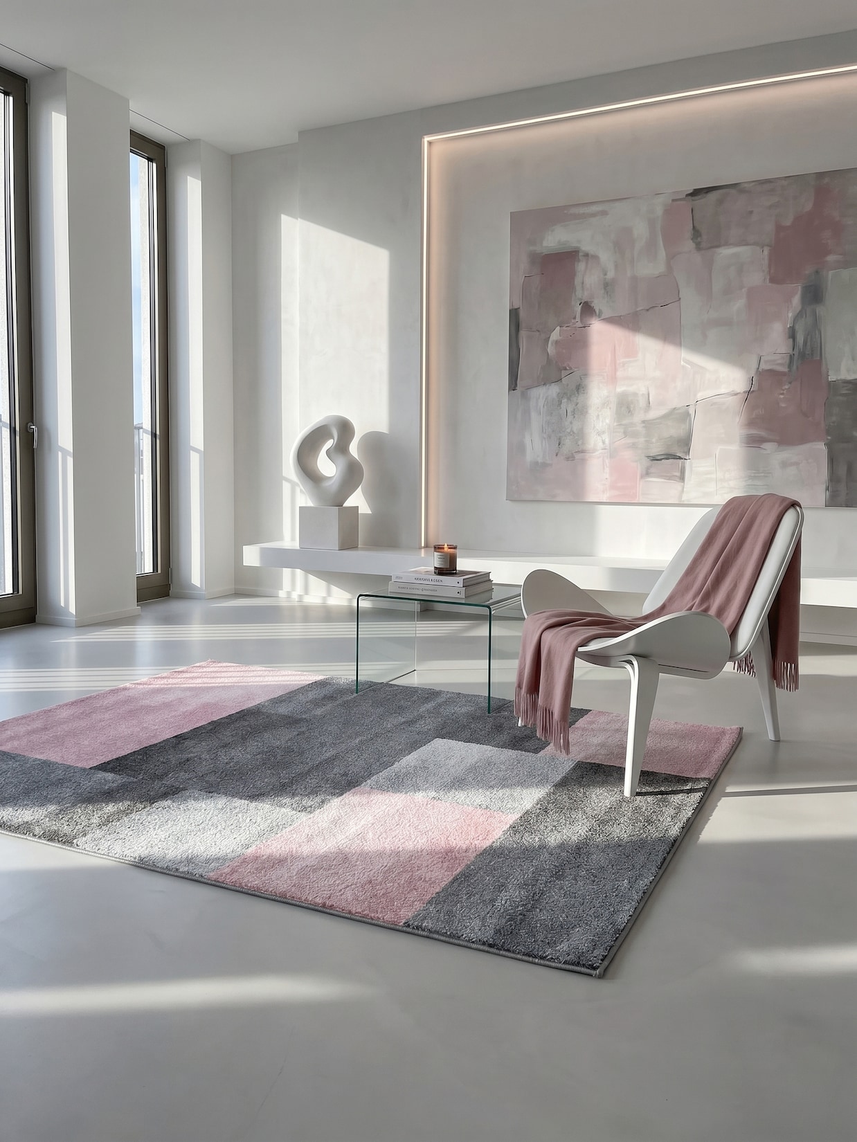 Kurzflorteppich SOLDA, kariert, Rosa, 140 x 200 cm