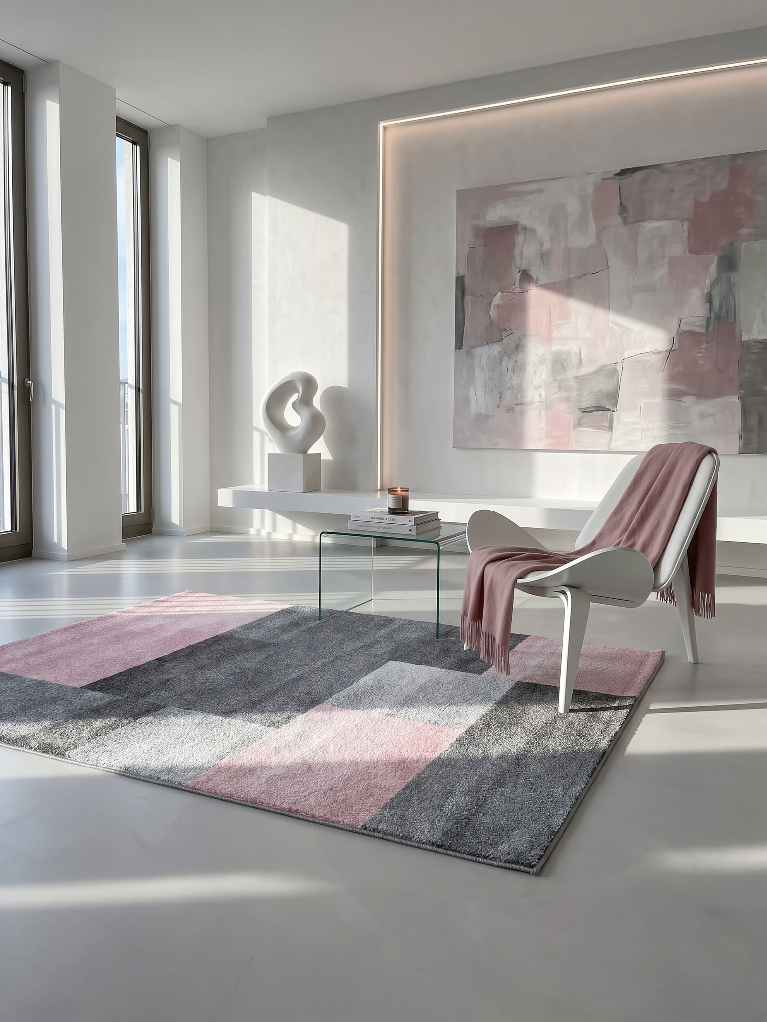 Kurzflorteppich SOLDA, kariert, Rosa, 200 x 290 cm - Bild 1