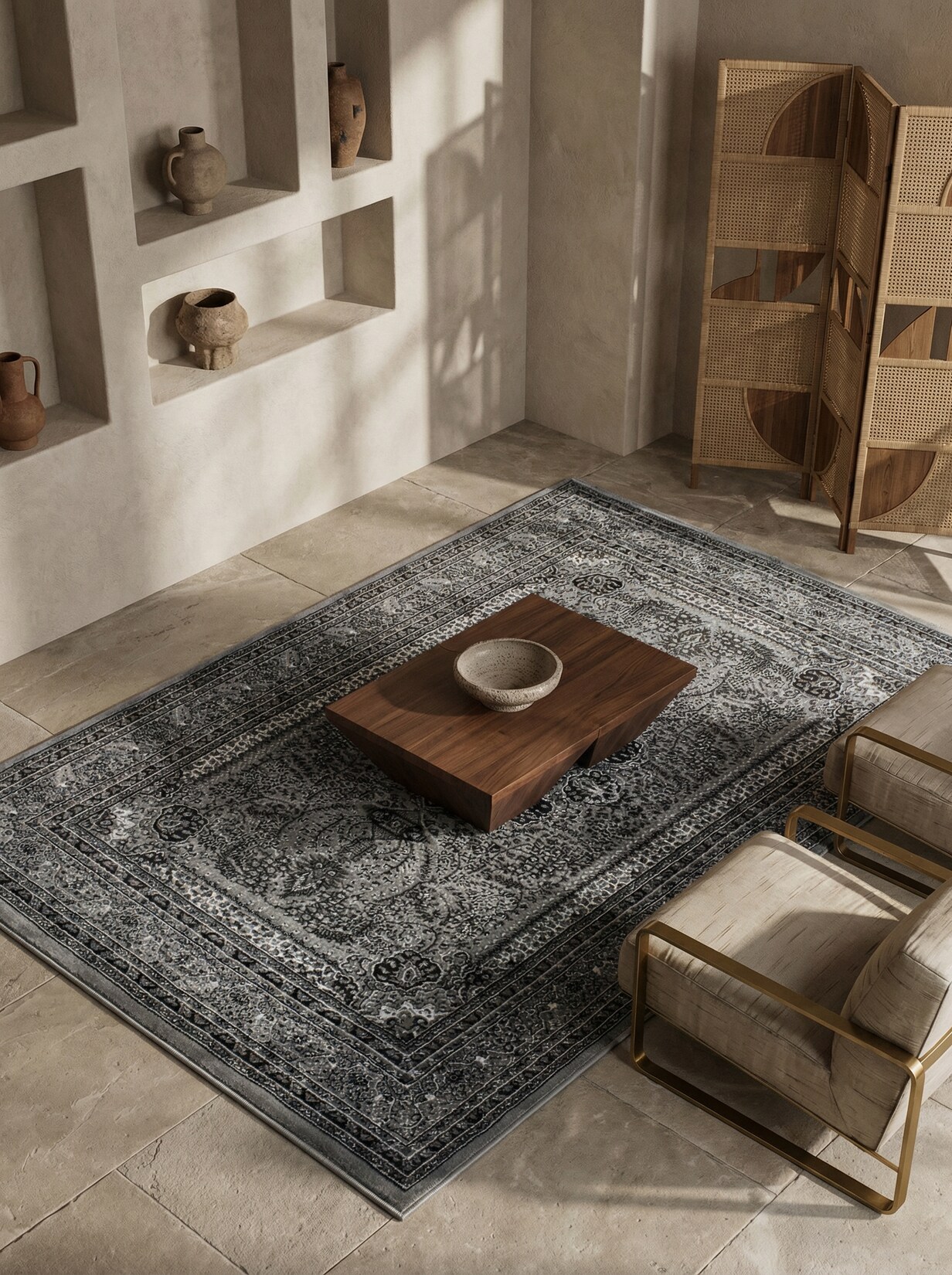 Kurzflorteppich TANNHEIM, orientalisch, Grau, 160 x 230 cm