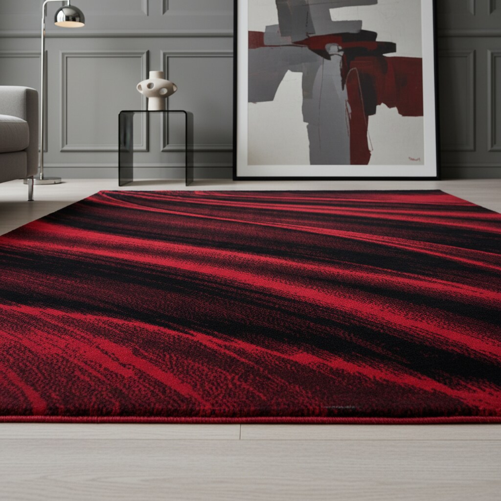 Kurzflorteppich ASPEN, mit abstraktem Wellenmuster, Rot, 240 x 340 cm - Bild 1