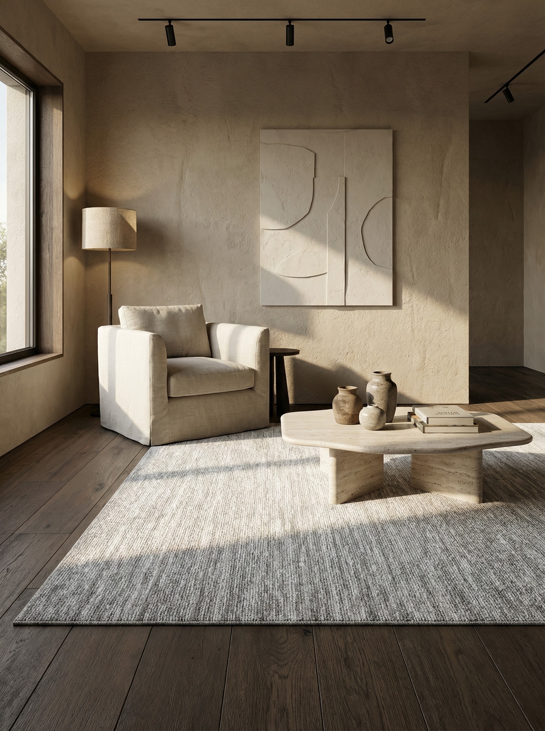 Kurzflorteppich AMMER, einfarbig, Creme, 120 x 170 cm - Bild 1