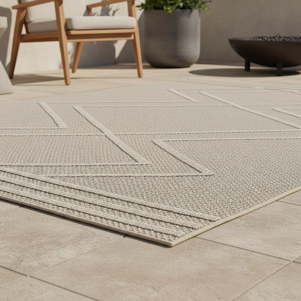 Outdoorteppich IMST, im Boho-Stil, aus Polypropylen, Beige, 80 x 150 cm - Bild 1