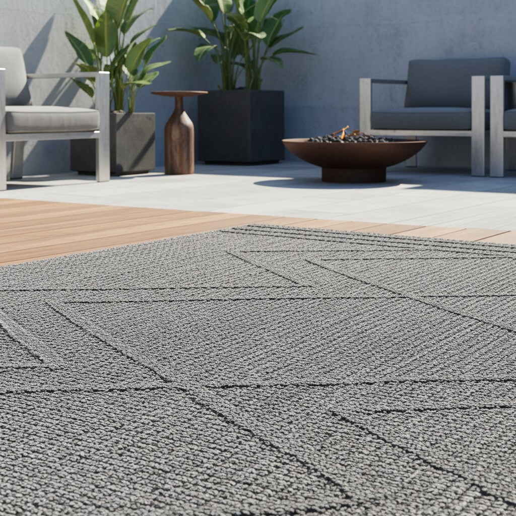 Outdoorteppich IMST, im Boho-Stil, aus Polypropylen, Grau, 140 x 200 cm