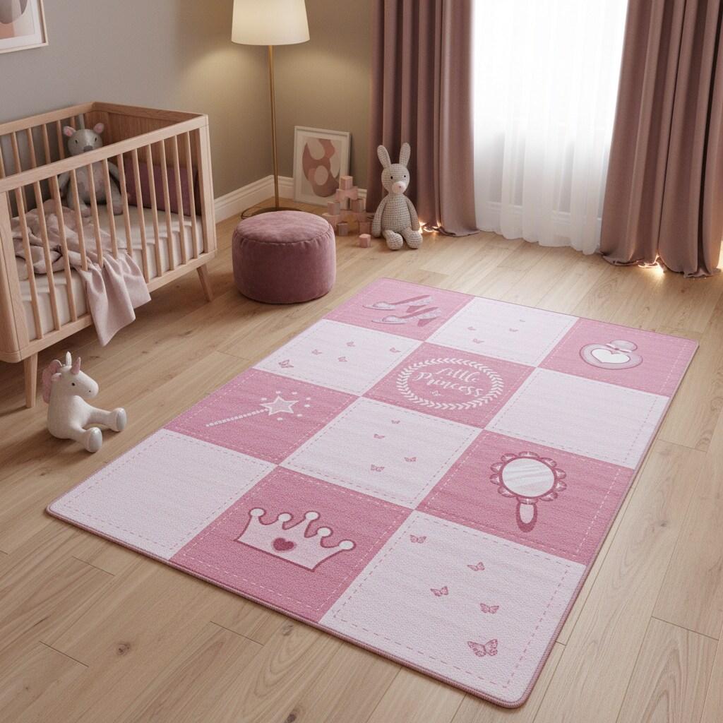 Kinderteppich TRAUN, mit Prinzessin-Motiv, Rosa, 120 x 170 cm - Bild 1