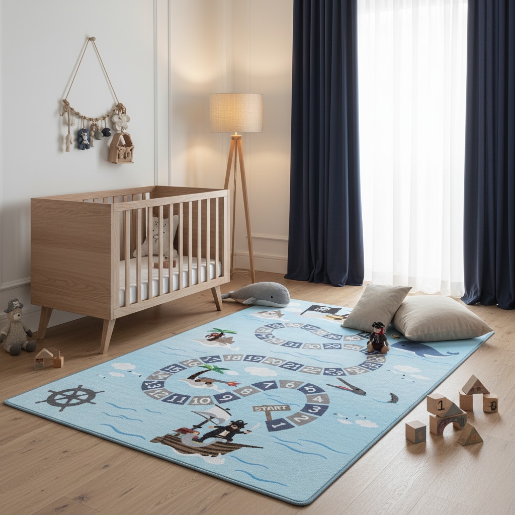 Kinderteppich TRAUN, mit Piraten-Motiv, Blau, 160 x 230 cm - Bild 1