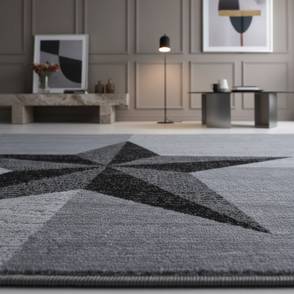 Kurzflorteppich INN, mit Sternen-Motiv, Grau, 120 x 170 cm - Bild 1